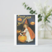 ouderwetse Halloween, witch girl Briefkaart (Staand voorkant)