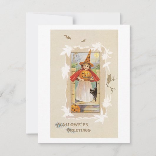 ouderwetse Halloween, witch girl Kaart (Voorkant)