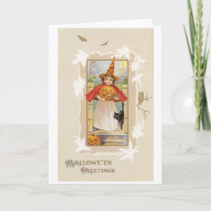 ouderwetse Halloween, witch girl Kaart