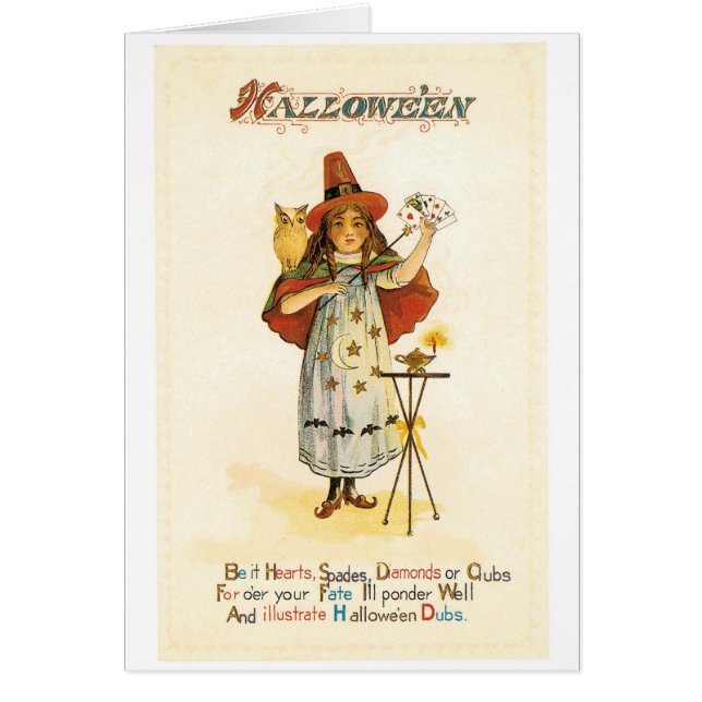 ouderwetse Halloween, witch girl met Owl (Voorkant)
