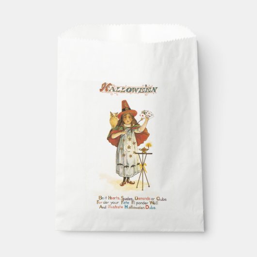 ouderwetse Halloween, witch girl met Owl Bedankzakje (Voorkant)