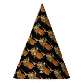 ouderwetse Halloween, witch girl met zwarte kat Feesthoedjes (Links)