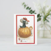 ouderwetse halloween, witkat briefkaart (Staand voorkant)