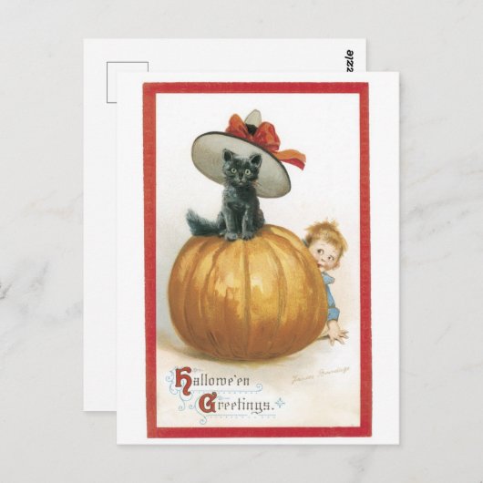 ouderwetse halloween, witkat briefkaart (Voorkant / Achterkant)