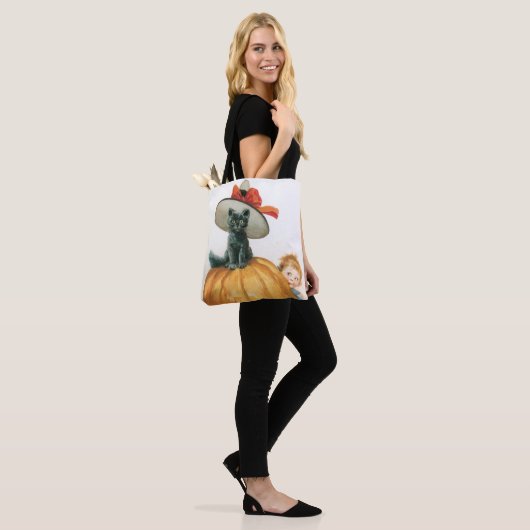 ouderwetse halloween, witkat tote bag (Op model)