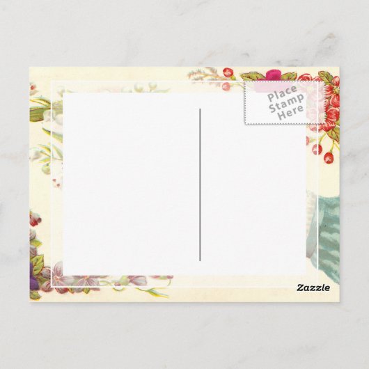 Ouderwetse Hand van Liefde Bedankt met Bloemen Briefkaart (Achterkant)