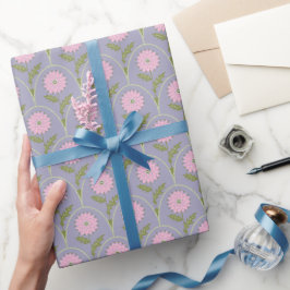 Ouderwetse handgetekende bloemenschaal in roze en cadeaupapier