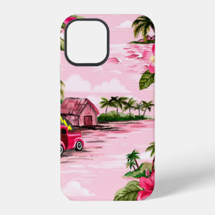 Ouderwetse Hawaiaanse barkcloth-ontwerp met tropis iPhone 12 Hoesje