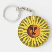 Ouderwetse Hemelse Gele Glimlachende Gelukkige Hip Sleutelhanger (Voorkant)