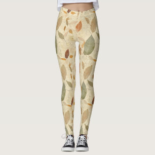 Ouderwetse Herbarium Geperste Bladeren Bruin Goud Leggings