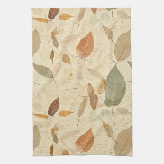 Ouderwetse Herbarium Geperste Bladeren Bruin Goud  Theedoek
