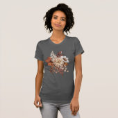 Ouderwetse herfst bloem bladeren t-shirt (Voorkant volledig)