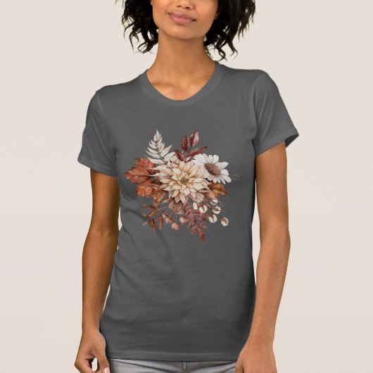 Ouderwetse herfst bloem bladeren t-shirt (Voorkant)