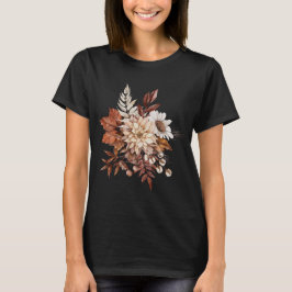 Ouderwetse herfst bloem bladeren t-shirt