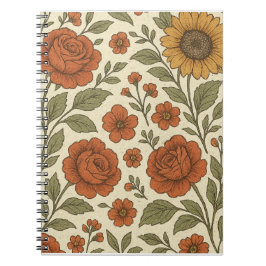 Ouderwetse herfst bloemenpatroon – Rustische botan Notitieboek
