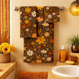 Ouderwetse herfst-bloemmotief – herfstbloemen bad handdoek