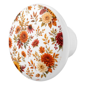 Ouderwetse herfst bloempatroon met zonnebloemen keramische knop
