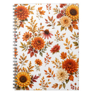 Ouderwetse herfst bloempatroon met zonnebloemen notitieboek