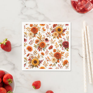 Ouderwetse herfst bloempatroon met zonnebloemen servet