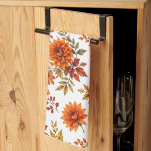 Ouderwetse herfst bloempatroon met zonnebloemen theedoek