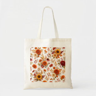 Ouderwetse herfst bloempatroon met zonnebloemen tote bag
