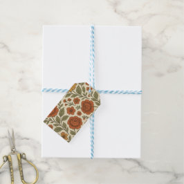 Ouderwetse herfst bloempatroon – Rustische botanis Cadeaulabel