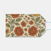 Ouderwetse herfst bloempatroon – Rustische botanis Cadeaulabel (Voorkant (Horizontaal))