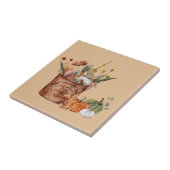 Ouderwetse herfst bloemstuk & pompoenen tegeltje (Zijkant)