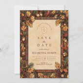 Ouderwetse herfst bos romantiek save the date (Voorkant)