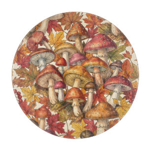Ouderwetse herfst paddestoel bos botanisch patroon snijplank