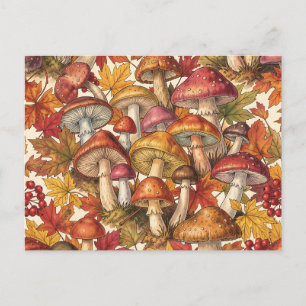 Ouderwetse herfst paddestoelen bos botanisch patro briefkaart