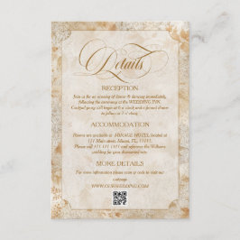 Ouderwetse herfst terracotta neutrale trouwdetails informatiekaartje