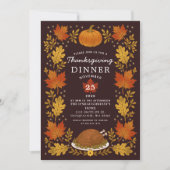 Ouderwetse Herfstbladeren Thanksgiving-diner Kaart (Voorkant)