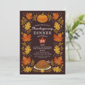 Ouderwetse Herfstbladeren Thanksgiving-diner Kaart (Staand voorkant)