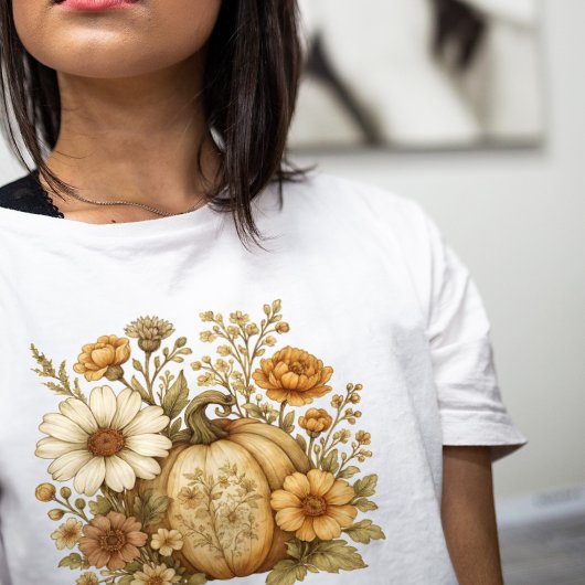 Ouderwetse herfststemming bloemige pompoenliefhebb Tri-Blend shirt