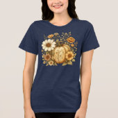 Ouderwetse herfststemming bloemige pompoenliefhebb Tri-Blend shirt (Voorkant)