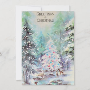 Ouderwetse herten in de sneeuw feestdagenkaart