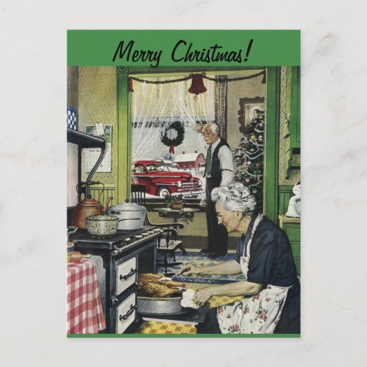 Ouderwetse Home Christmas Briefkaart (Voorkant)