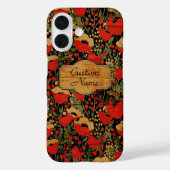 Ouderwetse Houtnerf Klaproos Bloemmotief Case-Mate iPhone Case (Achterkant)