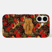 Ouderwetse Houtnerf Klaproos Bloemmotief Case-Mate iPhone Case (Achterkant (horizontaal))