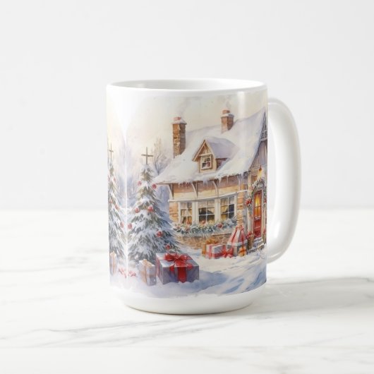  ouderwetse huis kerststal Mok (Voorkant rechts)