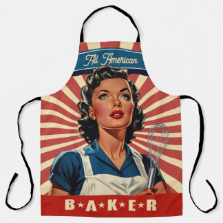 Ouderwetse huisvrouw patriottische USA bakker bakk Schort