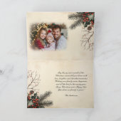 Ouderwetse hulstbessen beige foto kerst gevouwen feestdagen kaart (Binnen)