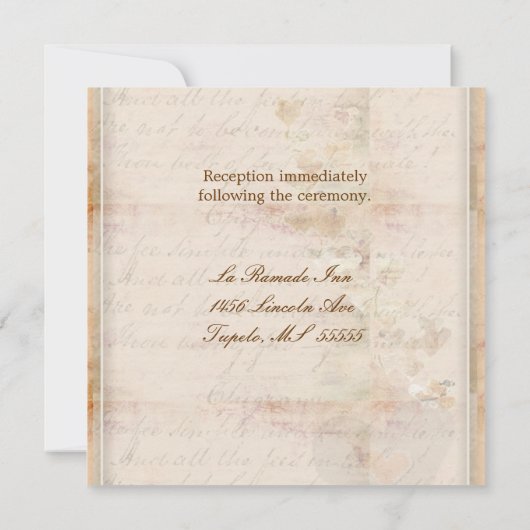 , ouderwetse huwelijksuitnodiging kaart (Achterkant)