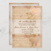 , ouderwetse huwelijksuitnodiging kaart (Voorkant / Achterkant)