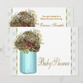 Ouderwetse Hydrangea Mason Jar Baby Shower Kaart (Voorkant / Achterkant)