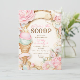 Ouderwetse ijsje roze ijs kaart