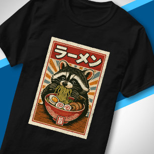 Ouderwetse Japanse Eetwaar Schattige Wasbeer die R T-shirt