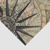 Ouderwetse kaart met kompas tissuepapier (Detail)