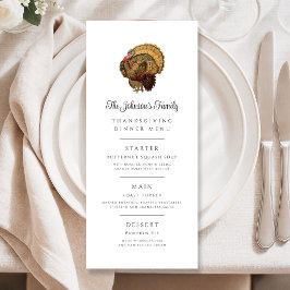 Ouderwetse kalkoenfamilie Thanksgiving-diner Menu